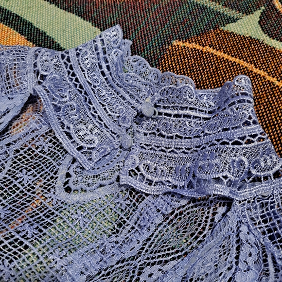 🌈FREE PEOPLE LACE PUFF SLEEVE BOHO MINI TUNIC DRESS-XS - Picture 8 of 10